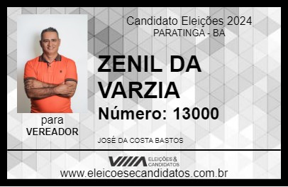 Candidato ZENIL DA VARZIA 2024 - PARATINGA - Eleições