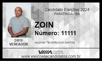 Candidato ZOIN 2024 - PARATINGA - Eleições