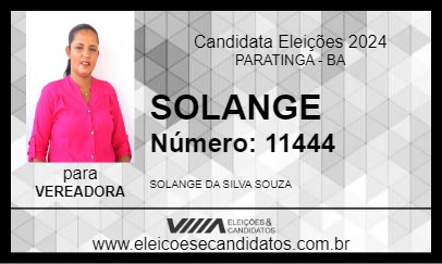 Candidato SOLANGE 2024 - PARATINGA - Eleições