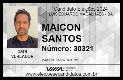 Candidato MAICON SANTOS 2024 - LUÍS EDUARDO MAGALHÃES - Eleições