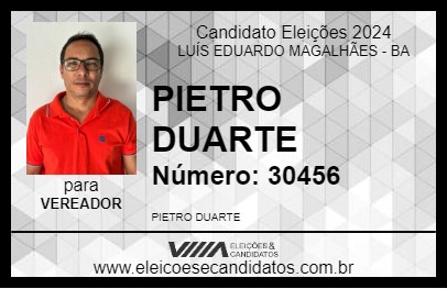 Candidato PIETRO DUARTE 2024 - LUÍS EDUARDO MAGALHÃES - Eleições