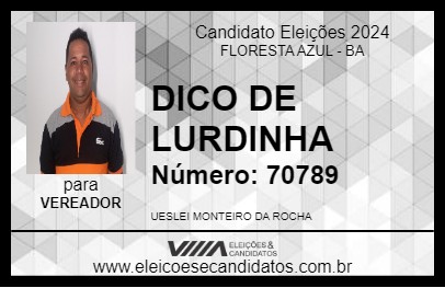 Candidato DICO DE LURDINHA 2024 - FLORESTA AZUL - Eleições