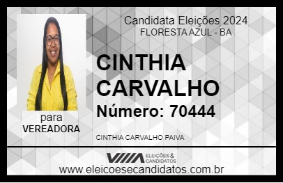 Candidato CINTHIA CARVALHO 2024 - FLORESTA AZUL - Eleições