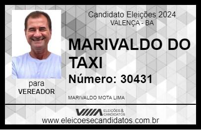 Candidato MARIVALDO DO TAXI 2024 - VALENÇA - Eleições