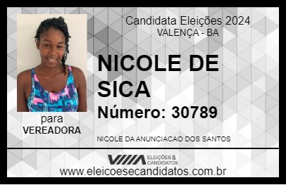 Candidato NICOLE DE SICA 2024 - VALENÇA - Eleições