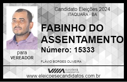 Candidato FABINHO DO ASSENTAMENTO 2024 - ITAQUARA - Eleições