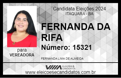 Candidato FERNANDA DA RIFA 2024 - ITAQUARA - Eleições