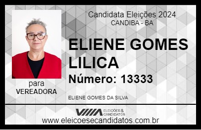 Candidato ELIENE GOMES LILICA 2024 - CANDIBA - Eleições