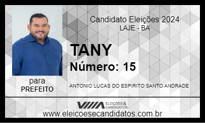 Candidato TANY 2024 - LAJE - Eleições