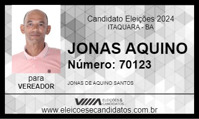 Candidato JONAS AQUINO 2024 - ITAQUARA - Eleições