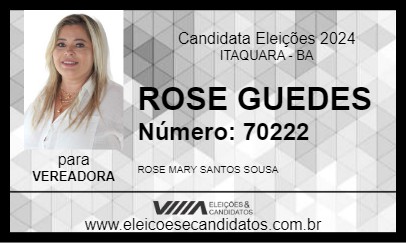 Candidato ROSE GUEDES 2024 - ITAQUARA - Eleições