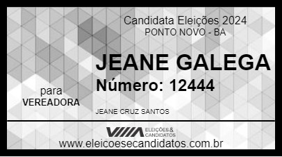 Candidato JEANE GALEGA 2024 - PONTO NOVO - Eleições