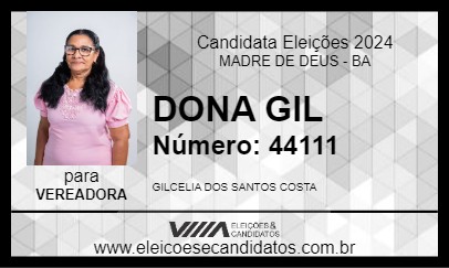 Candidato DONA GIL 2024 - MADRE DE DEUS - Eleições