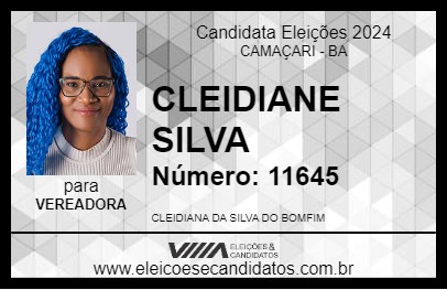 Candidato CLEIDIANE SILVA 2024 - CAMAÇARI - Eleições