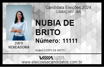 Candidato NUBIA DE BRITO 2024 - CAMAÇARI - Eleições