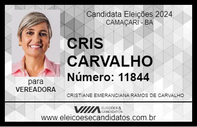 Candidato CRIS CARVALHO 2024 - CAMAÇARI - Eleições