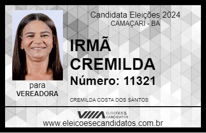 Candidato IRMÃ CREMILDA 2024 - CAMAÇARI - Eleições