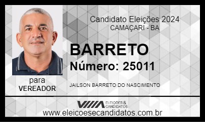 Candidato BARRETO 2024 - CAMAÇARI - Eleições