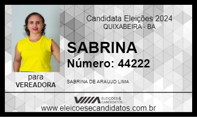 Candidato SABRINA 2024 - QUIXABEIRA - Eleições