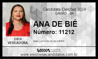 Candidato ANA DE BIÉ 2024 - GAVIÃO - Eleições