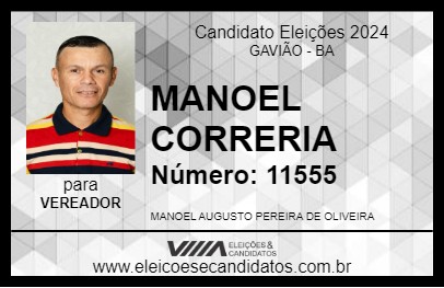 Candidato MANOEL CORRERIA 2024 - GAVIÃO - Eleições