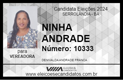 Candidato NINHA ANDRADE 2024 - SERROLÂNDIA - Eleições