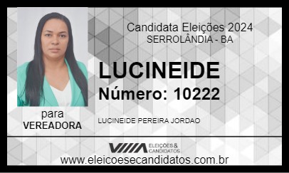 Candidato LUCINEIDE 2024 - SERROLÂNDIA - Eleições