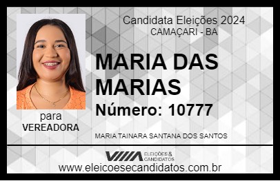 Candidato MARIA DAS MARIAS 2024 - CAMAÇARI - Eleições