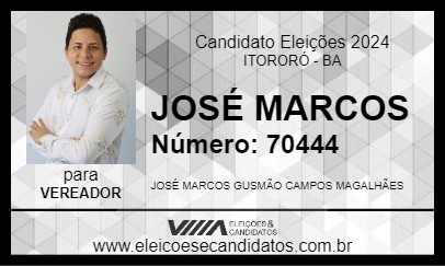 Candidato JOSÉ MARCOS 2024 - ITORORÓ - Eleições