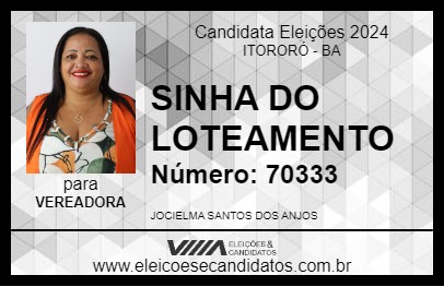 Candidato SINHA DO LOTEAMENTO 2024 - ITORORÓ - Eleições