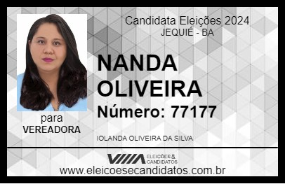 Candidato NANDA OLIVEIRA 2024 - JEQUIÉ - Eleições