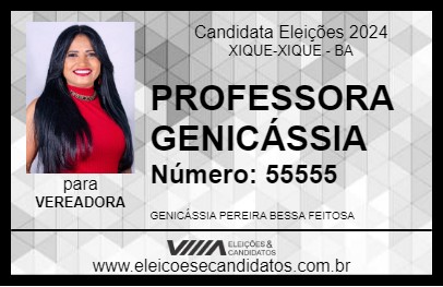 Candidato PROFESSORA GENICÁSSIA 2024 - XIQUE-XIQUE - Eleições