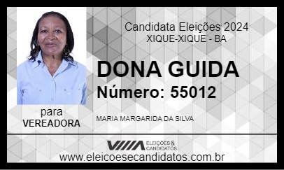 Candidato DONA GUIDA 2024 - XIQUE-XIQUE - Eleições