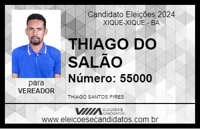 Candidato THIAGO DO SALÃO 2024 - XIQUE-XIQUE - Eleições