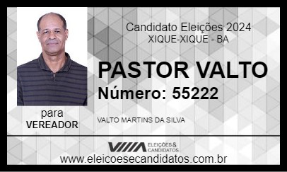 Candidato PASTOR VALTO 2024 - XIQUE-XIQUE - Eleições