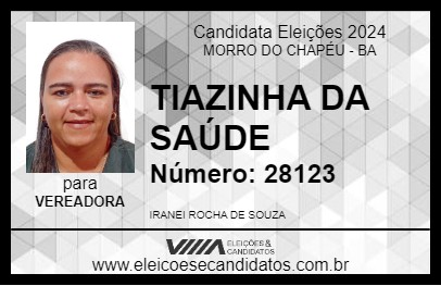 Candidato TIAZINHA DA SAÚDE 2024 - MORRO DO CHAPÉU - Eleições