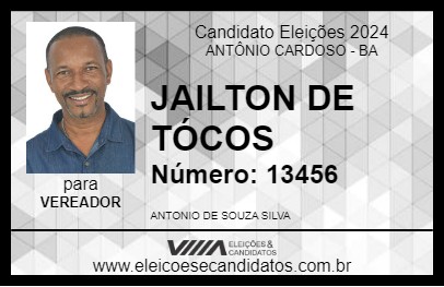 Candidato JAILTON DE TÓCOS 2024 - ANTÔNIO CARDOSO - Eleições