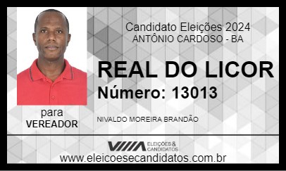 Candidato REAL DO LICOR 2024 - ANTÔNIO CARDOSO - Eleições