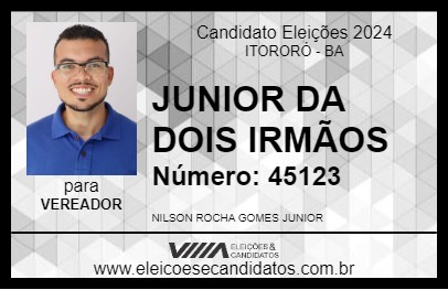 Candidato JUNIOR DA DOIS IRMÃOS 2024 - ITORORÓ - Eleições