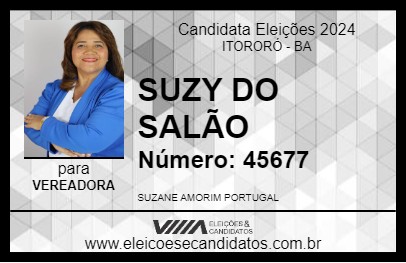 Candidato SUZY DO SALÃO 2024 - ITORORÓ - Eleições