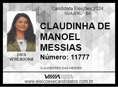 Candidato CLAUDINHA DE MANOEL MESSIAS 2024 - GUAJERU - Eleições