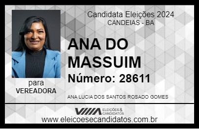 Candidato ANA DO MASSUIM 2024 - CANDEIAS - Eleições