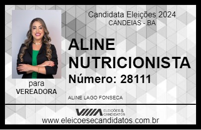 Candidato ALINE LAGO 2024 - CANDEIAS - Eleições