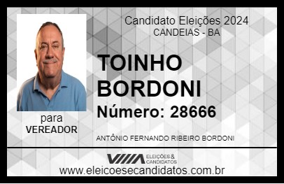 Candidato TOINHO BORDONI 2024 - CANDEIAS - Eleições