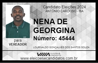 Candidato NENA DE GEORGINA 2024 - ANTÔNIO CARDOSO - Eleições