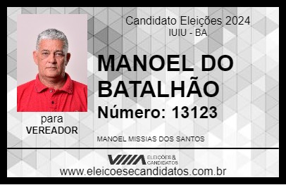 Candidato MANOEL DO BATALHÃO 2024 - IUIU - Eleições