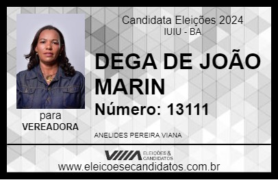 Candidato DEGA DE JOÃO MARIN 2024 - IUIU - Eleições