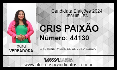 Candidato CRIS PAIXÃO 2024 - JEQUIÉ - Eleições