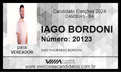 Candidato IAGO BORDONI 2024 - CANDEIAS - Eleições