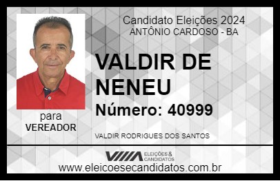 Candidato VALDIR DE NENEU 2024 - ANTÔNIO CARDOSO - Eleições